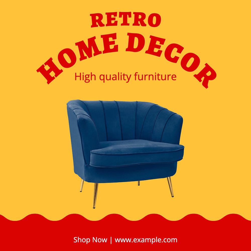 Retro home decor  Instagram post template, editable text