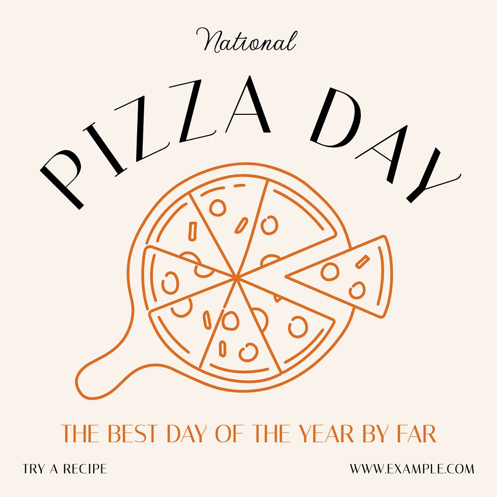 Pizza day Instagram post template, editable text