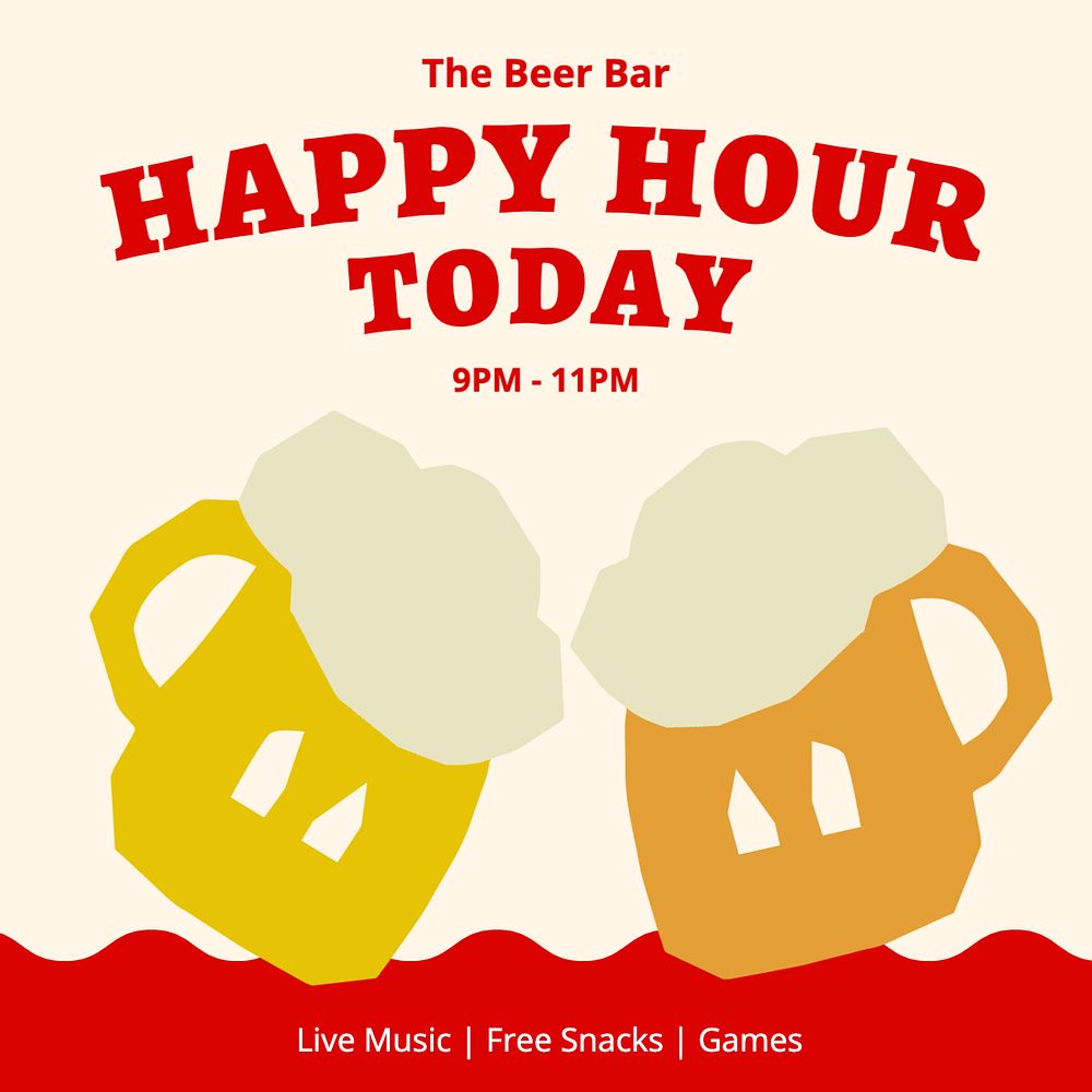 Happy hour  Instagram post template, editable text