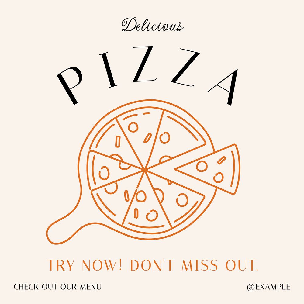 Pizza & restaurant Instagram post template, editable text