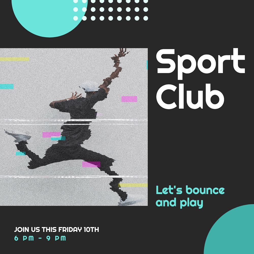 Sport club Instagram post template, editable text