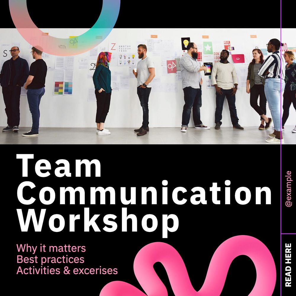 Team communication workshop Instagram post template, editable text