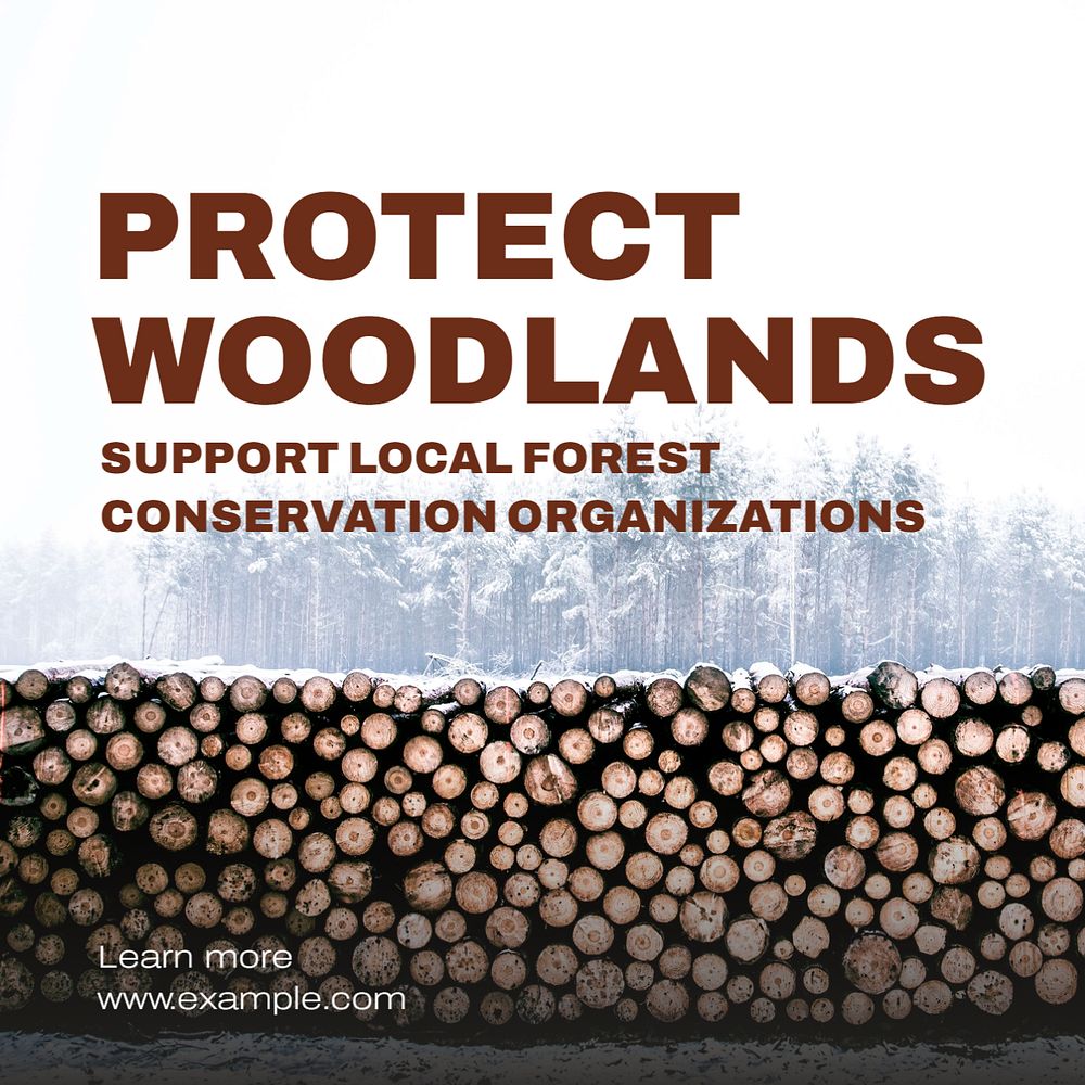 Protect woodlands Instagram post template, editable text