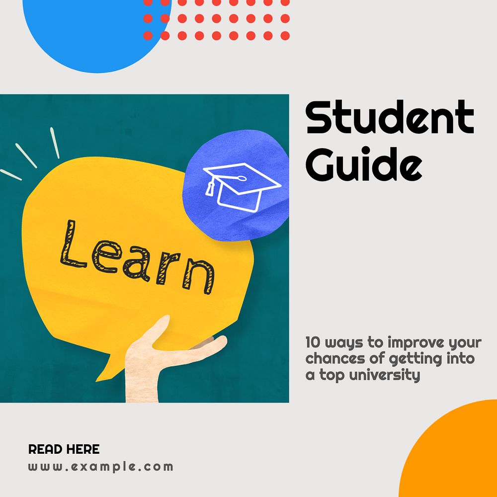 Student guide Instagram post template, editable text