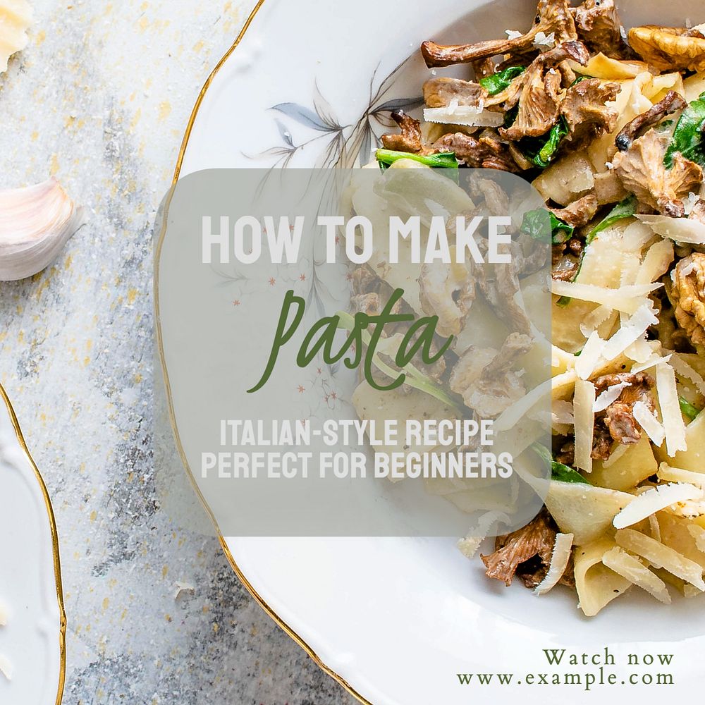 Pasta recipe  Instagram post template, editable text