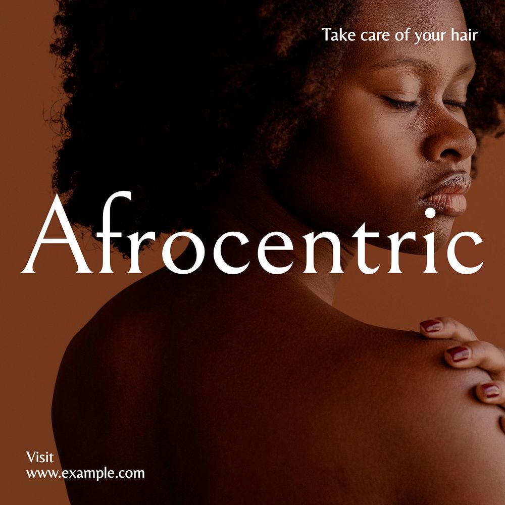 African hair Instagram post template, editable text