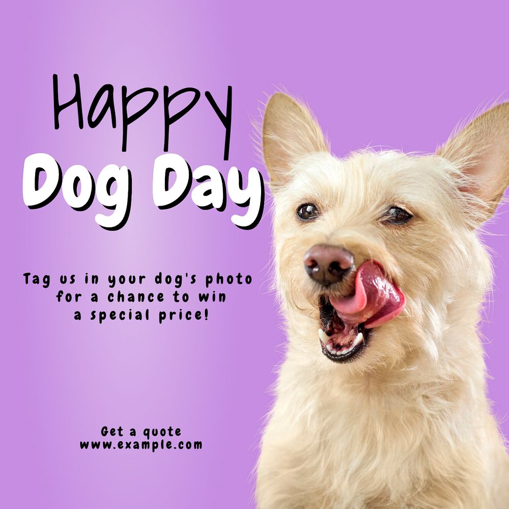 Happy dog day Instagram post template, editable text