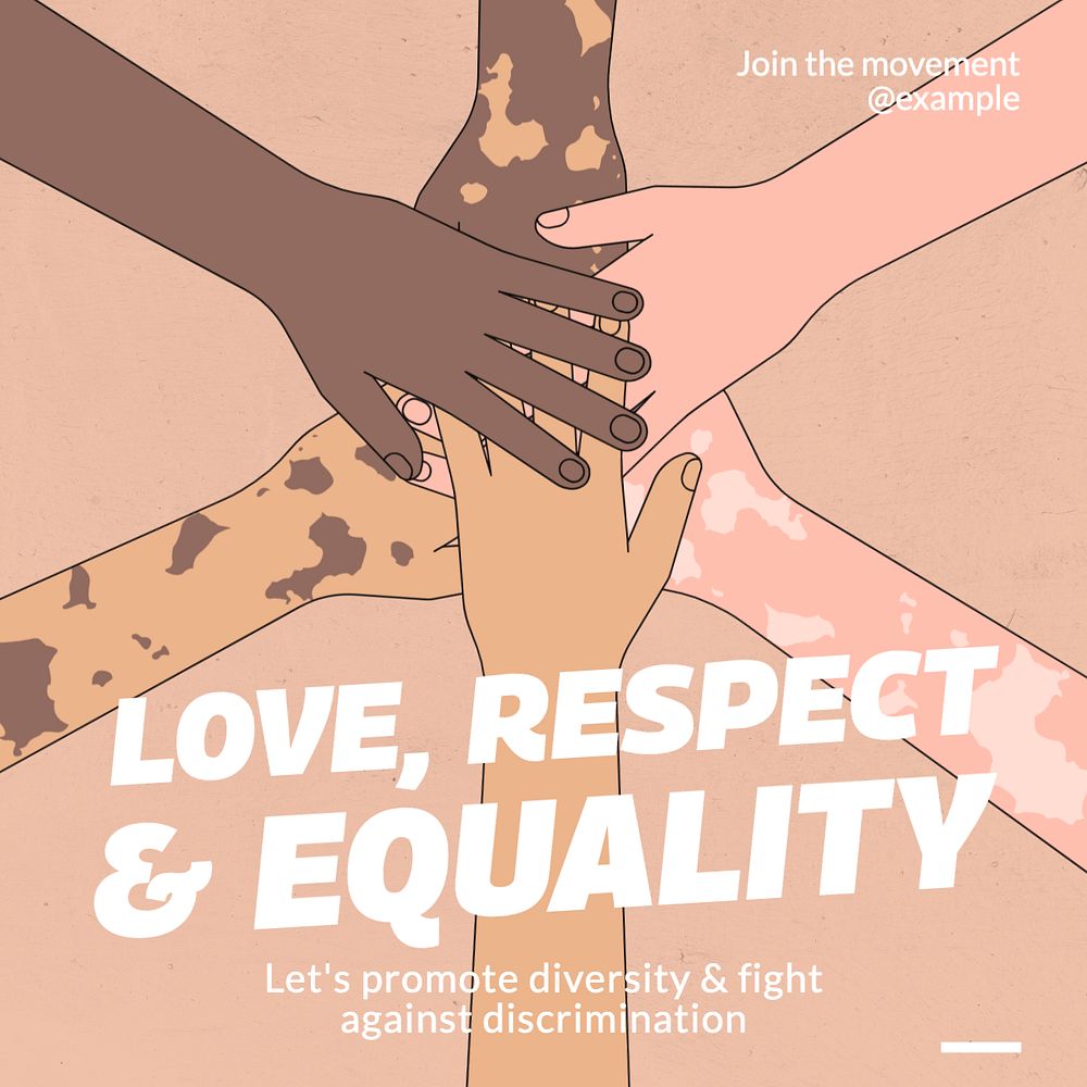 Love, respect & equality Instagram post template, editable text