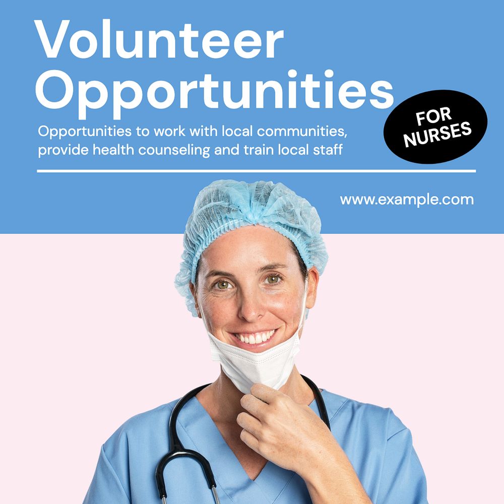 Volunteer opportunities  Instagram post template, editable text