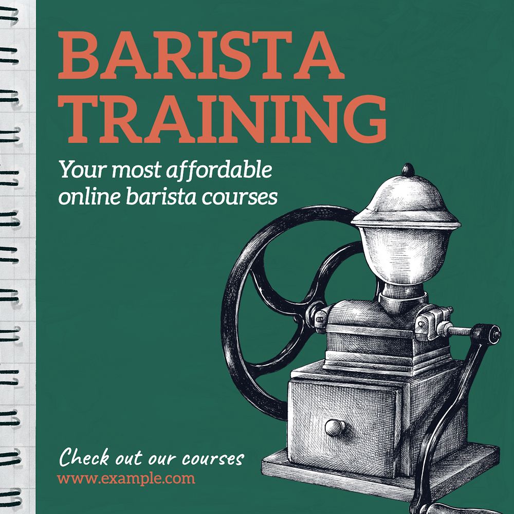 Barista training Instagram post template, editable text