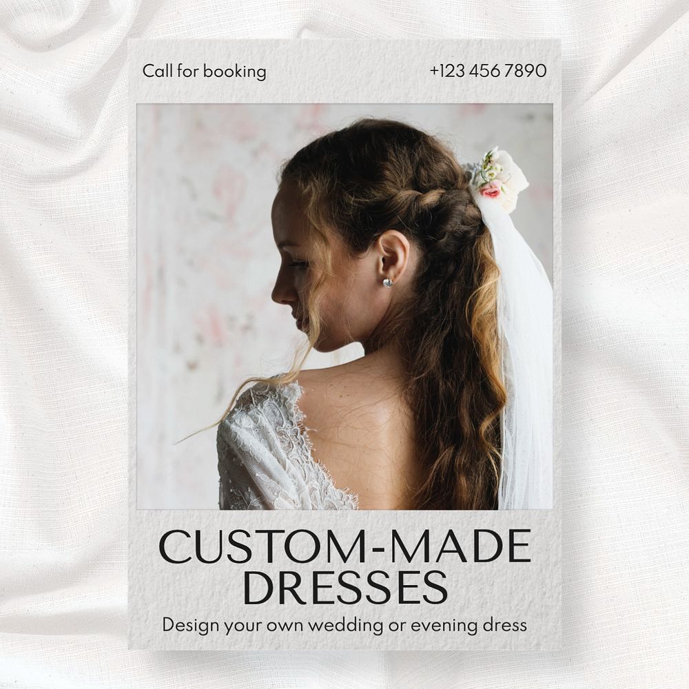 Custom-made dresses Instagram post template, editable text