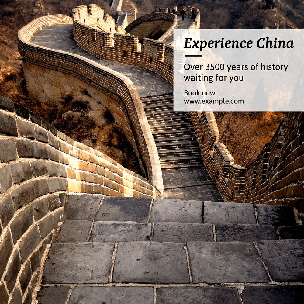 China travel Instagram post template, editable text