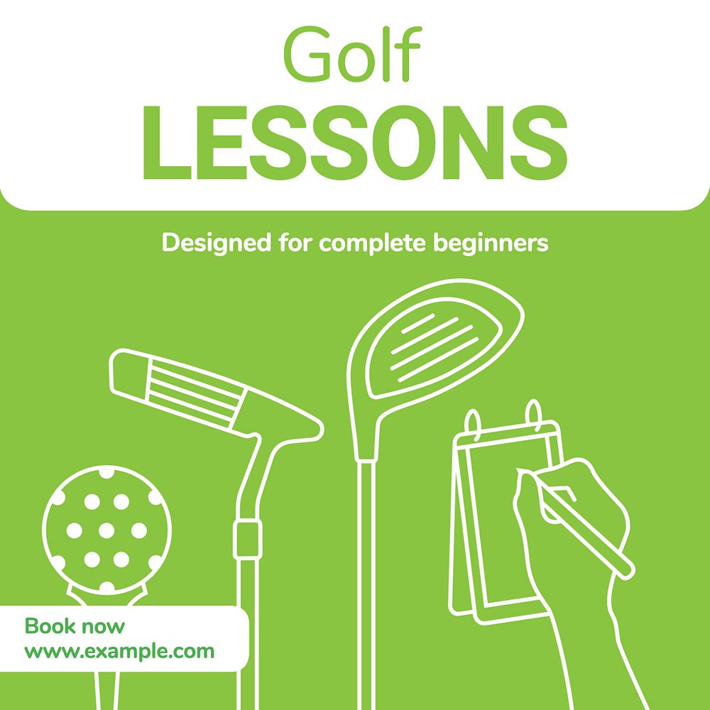 Golf lessons Instagram post template, editable text