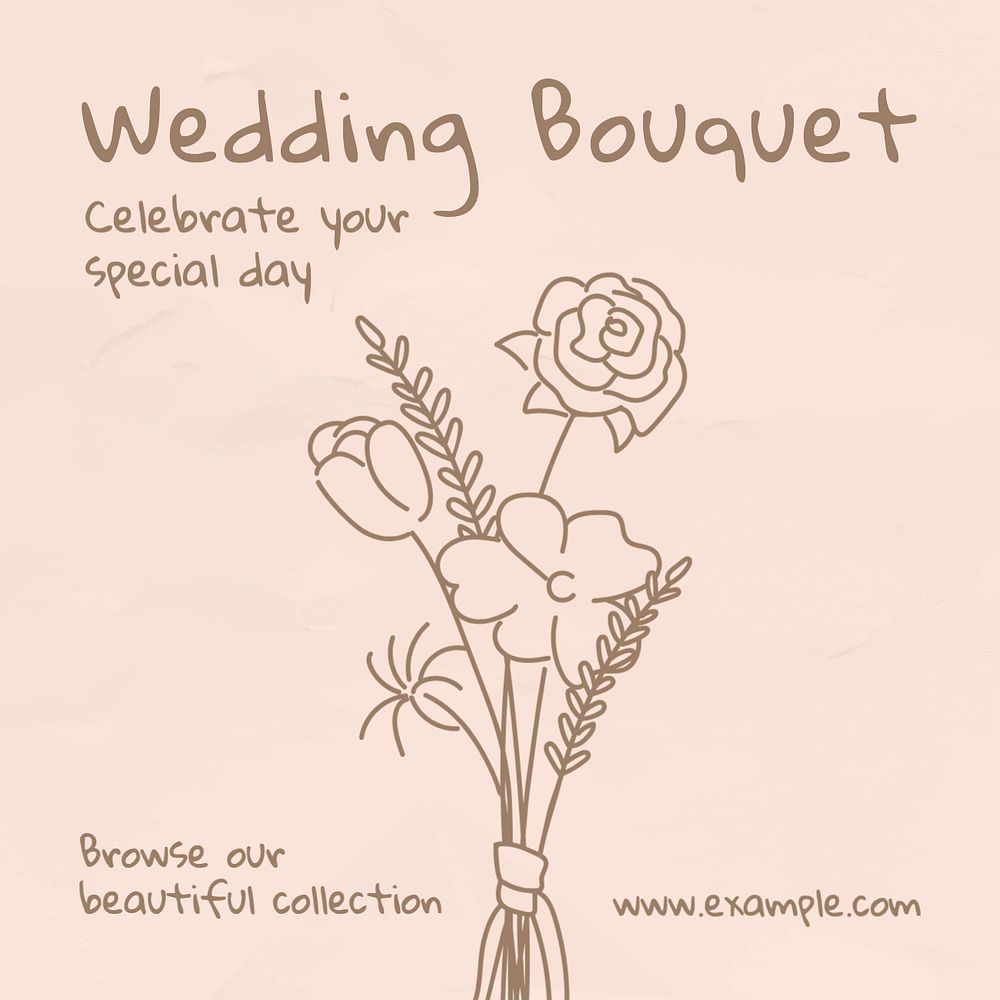 Wedding flowers Instagram post template, editable text