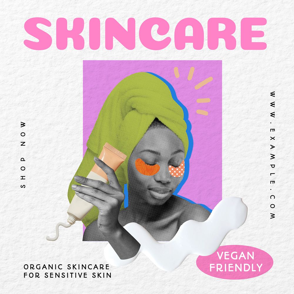 Organic skincare Instagram post template, editable text