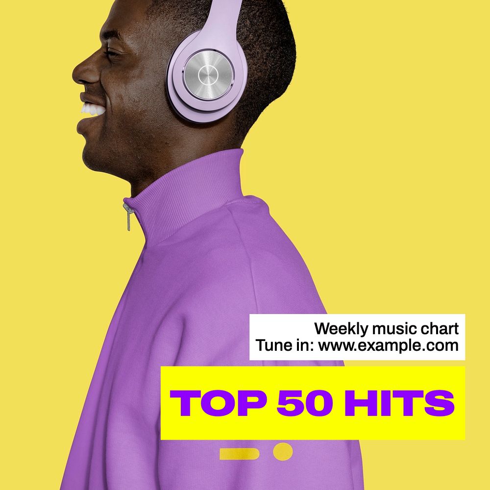 Music charts Instagram post template, editable text