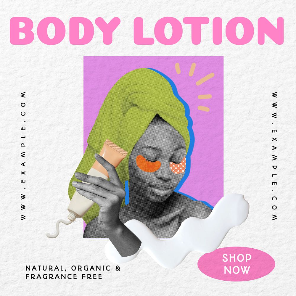 Body lotion Instagram post template, editable text