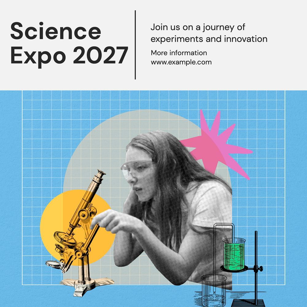 Science expo Instagram post template, editable text