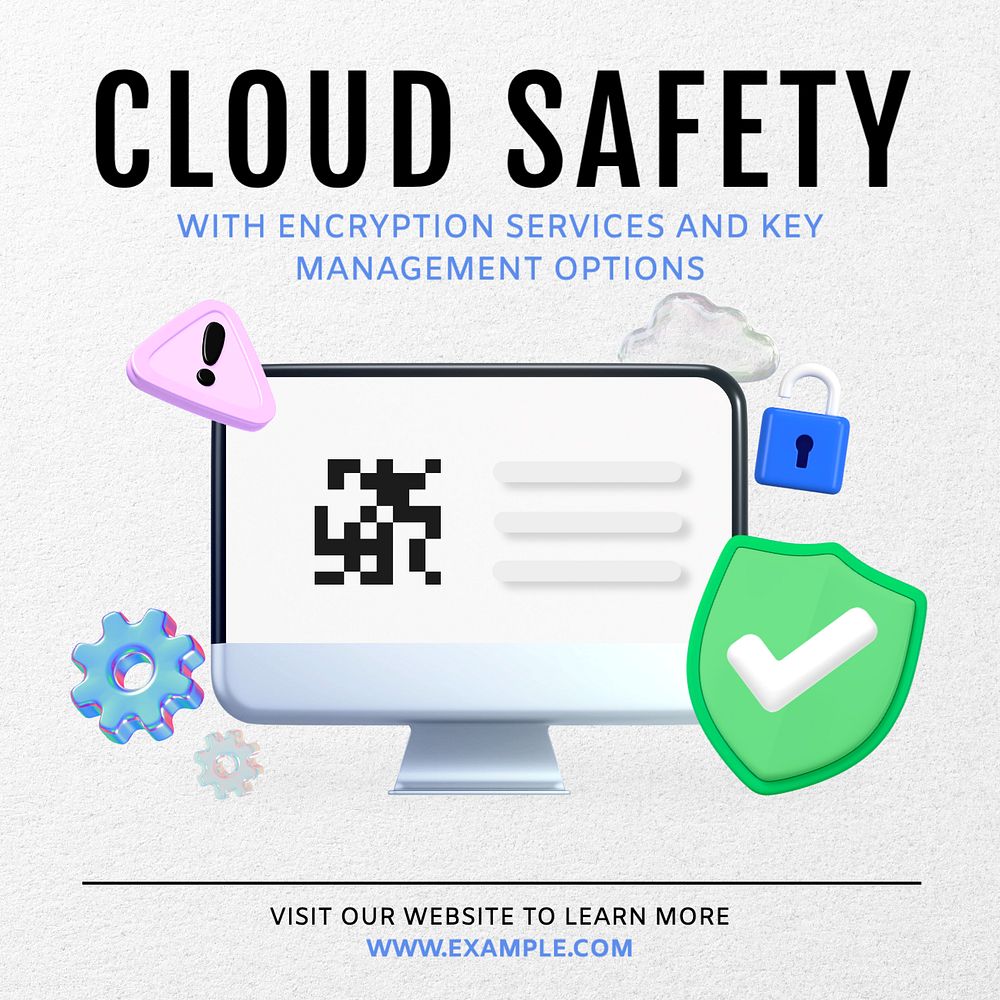 Cloud safety Instagram post template, editable text