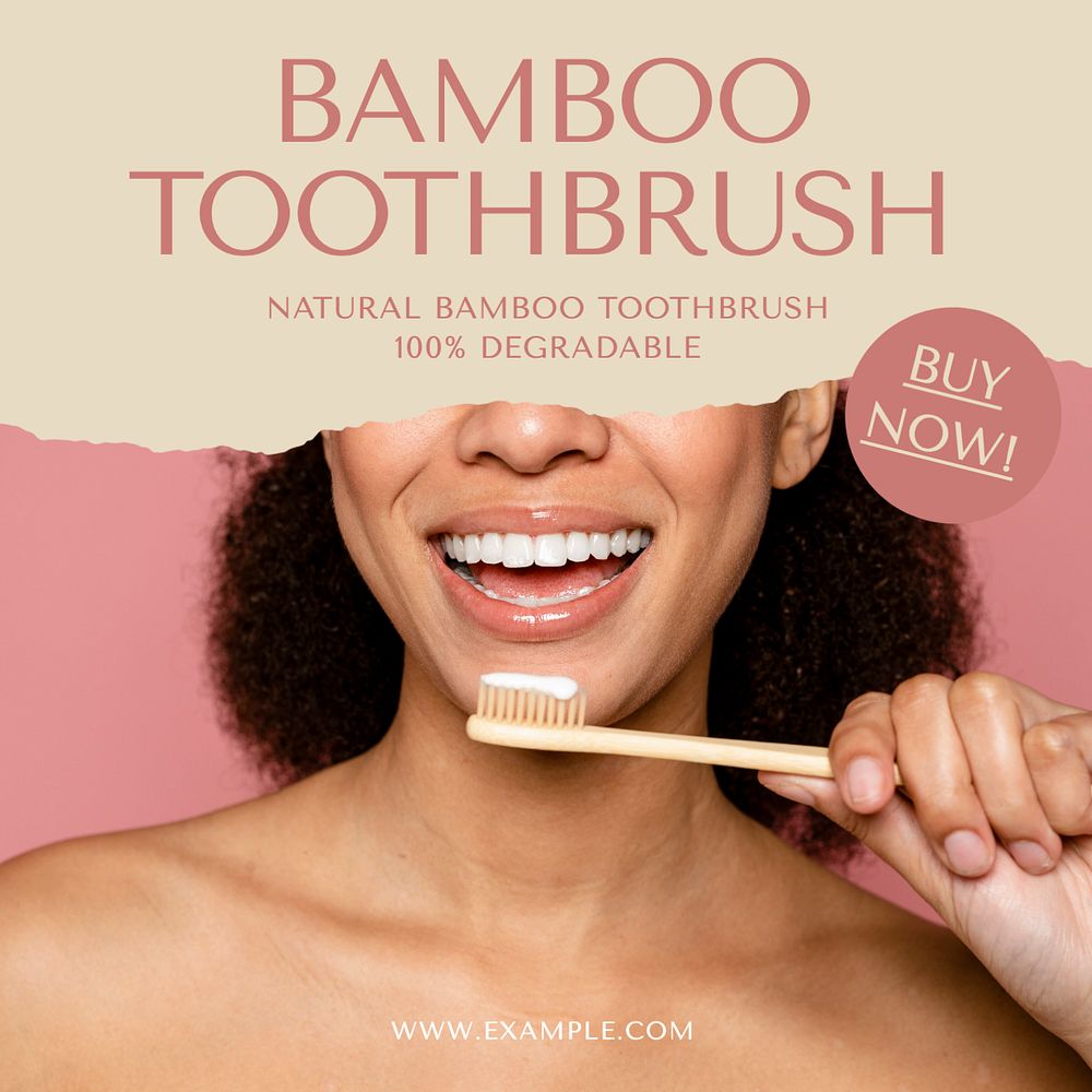 Bamboo toothbrush Instagram post template, editable text