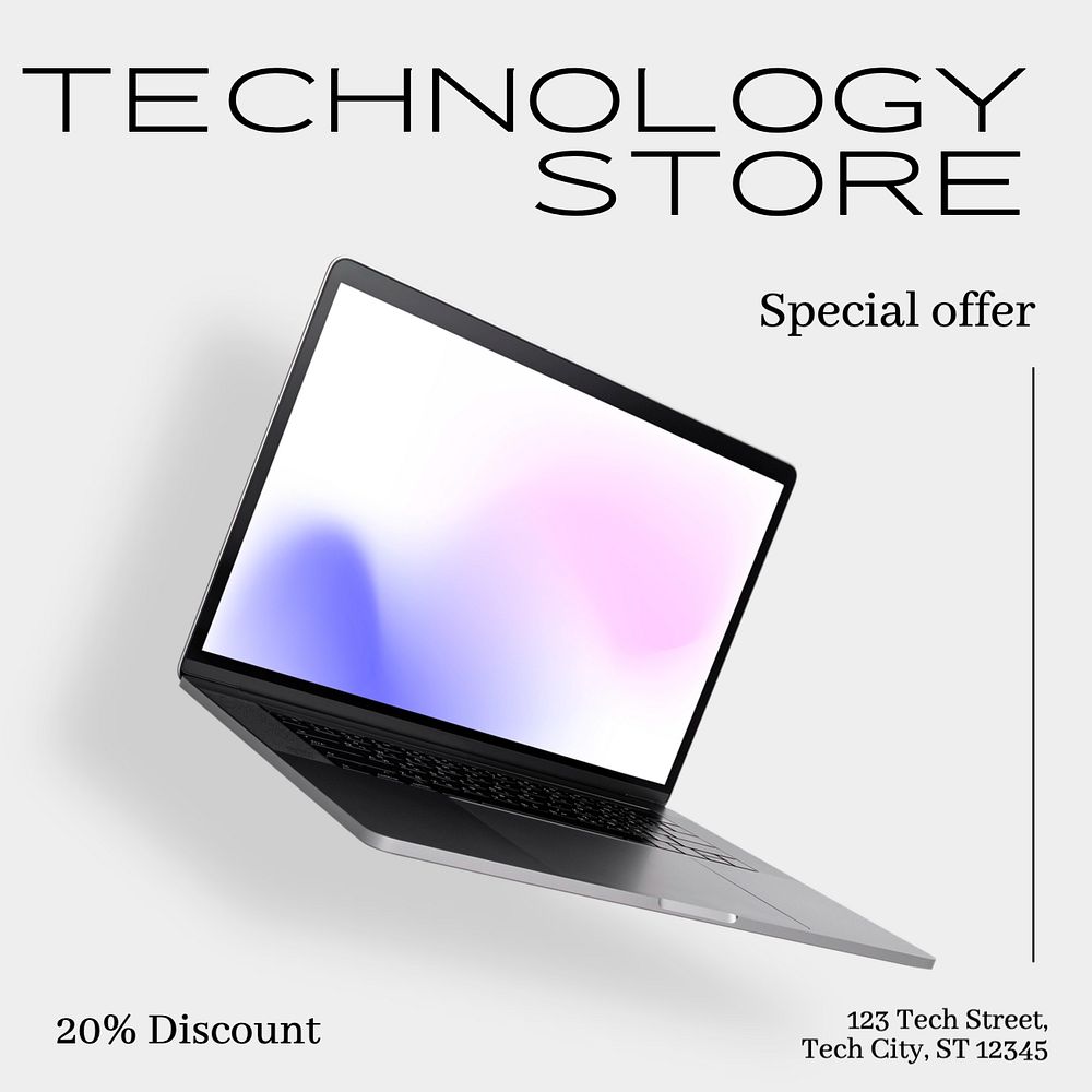 Technology store Instagram post template, editable text