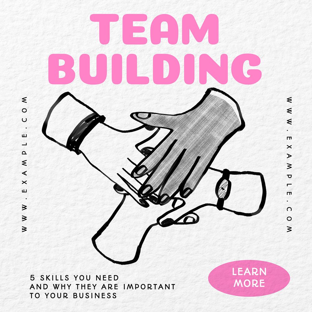 Team building skills Instagram post template, editable text