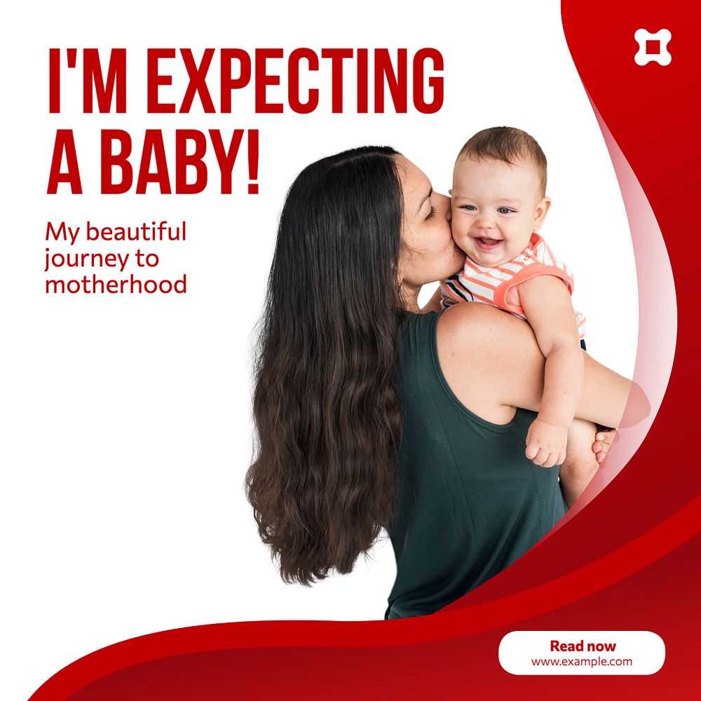 Expecting baby Instagram post template, editable text