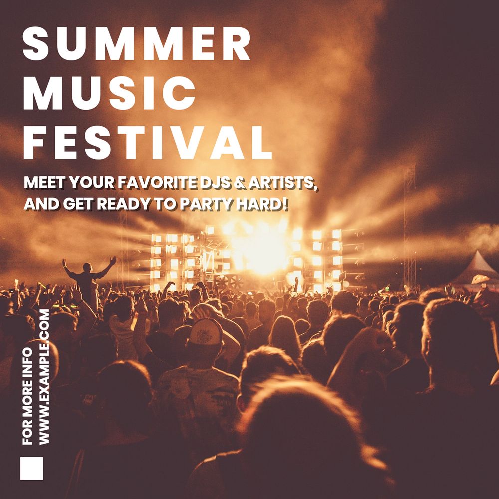 Summer music festival  Instagram post template, editable text