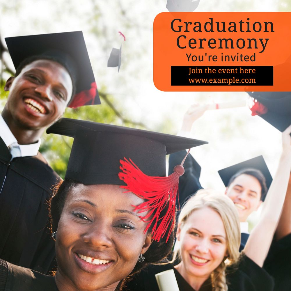 Graduation ceremony Instagram post template, editable text