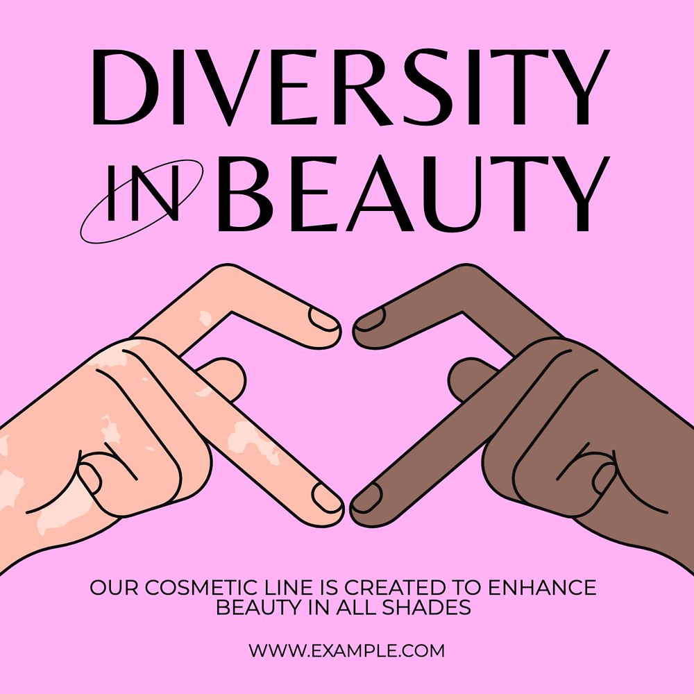 Diversity in beauty Instagram post template, editable text