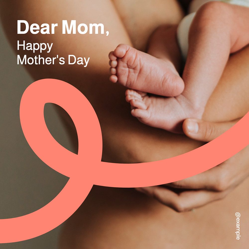 Dear mom Instagram post template, editable text