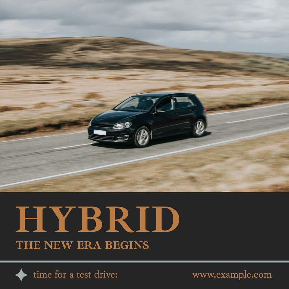 Hybrid car Instagram post template, editable text