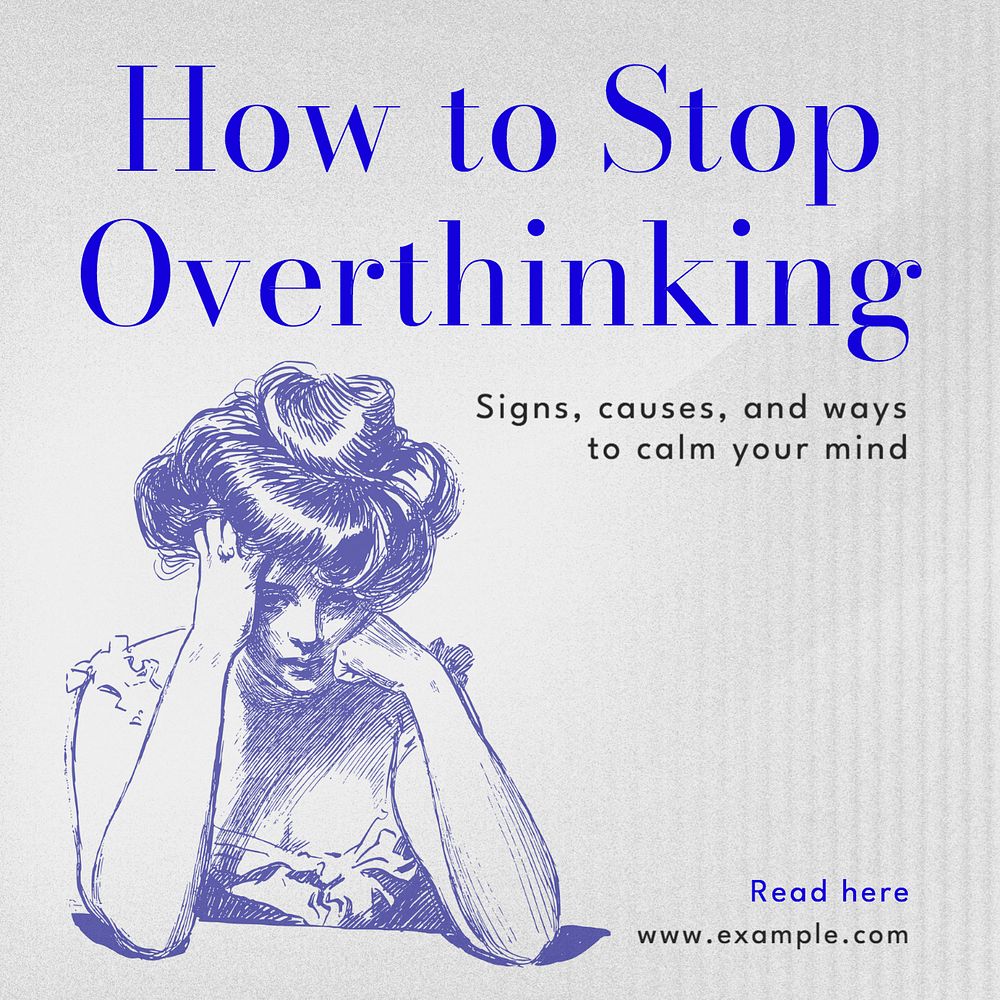 Overthinking Instagram post template, editable text