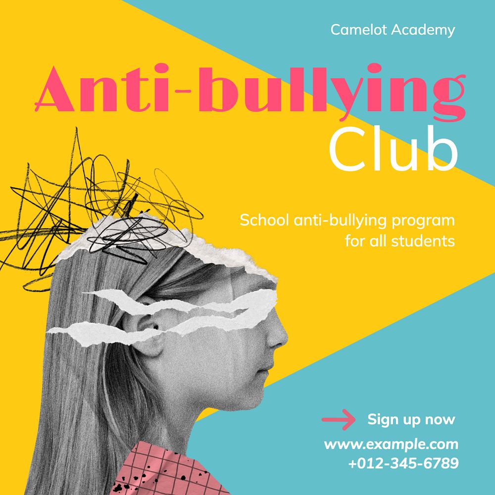 Anti-bullying club Instagram post template, editable text