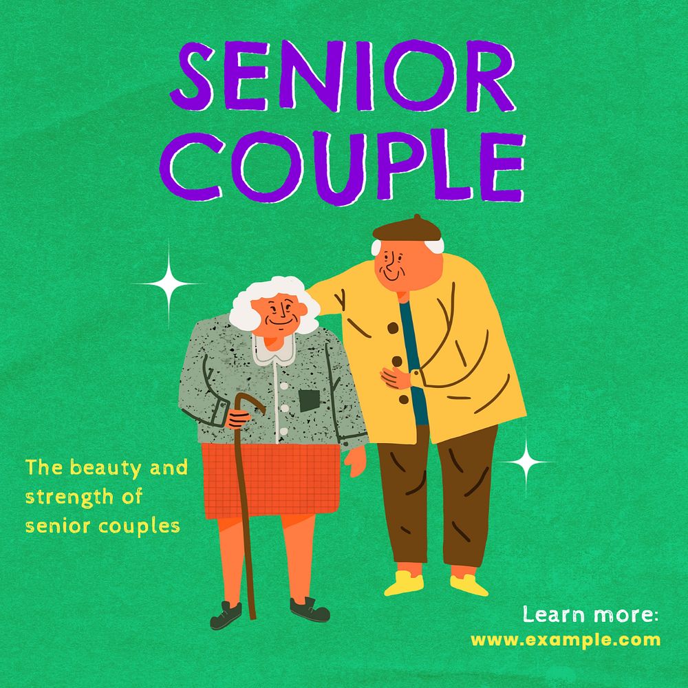 Senior couple Instagram post template, editable text