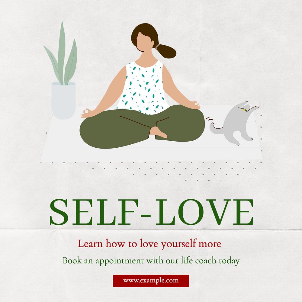 Self-love Instagram post template, editable text