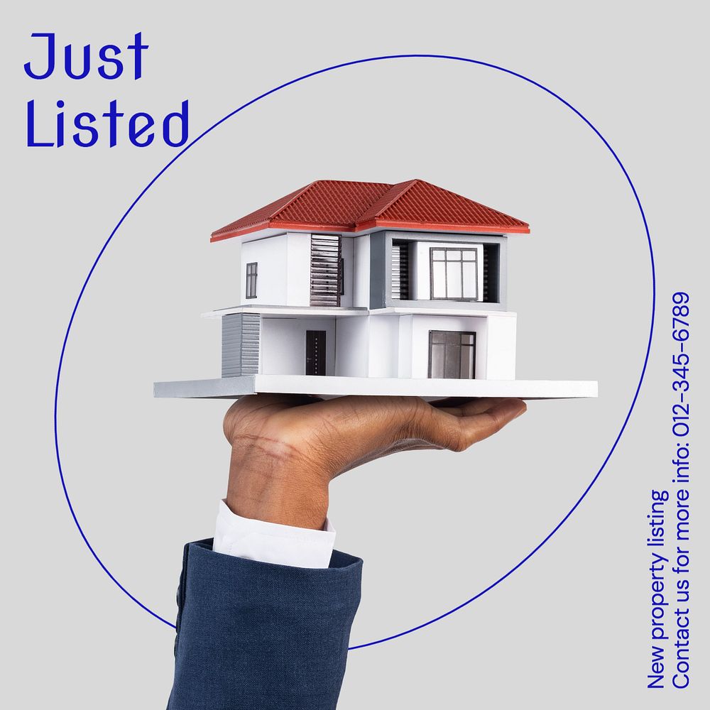 Property listing Instagram post template, editable text