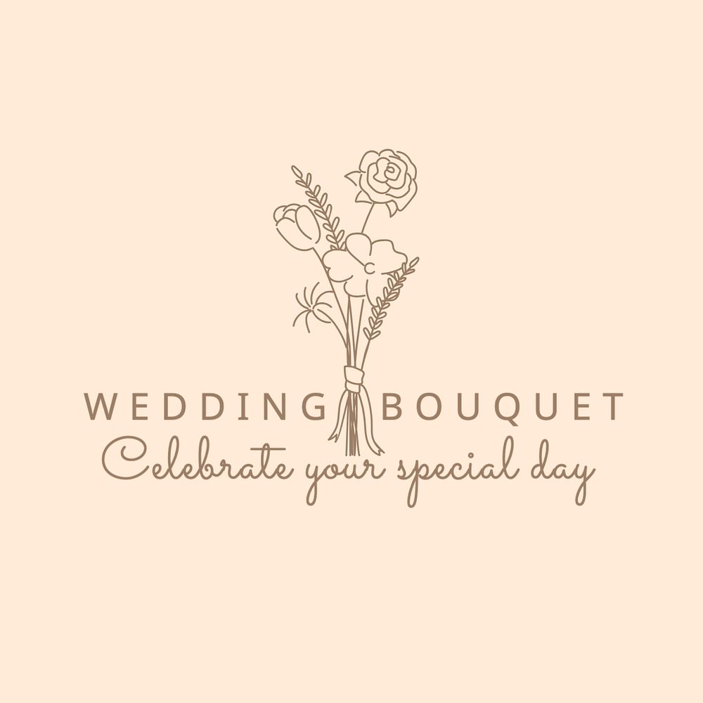 Wedding flowers logo template, editable text