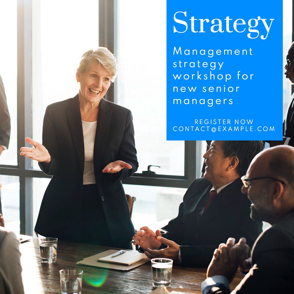 Management workshop Instagram post template, editable text