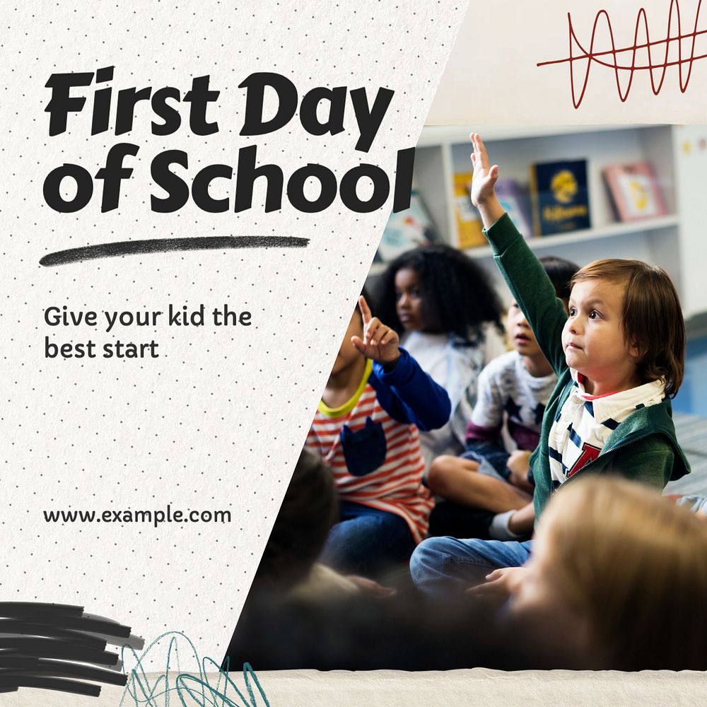 School day Instagram post template, editable text