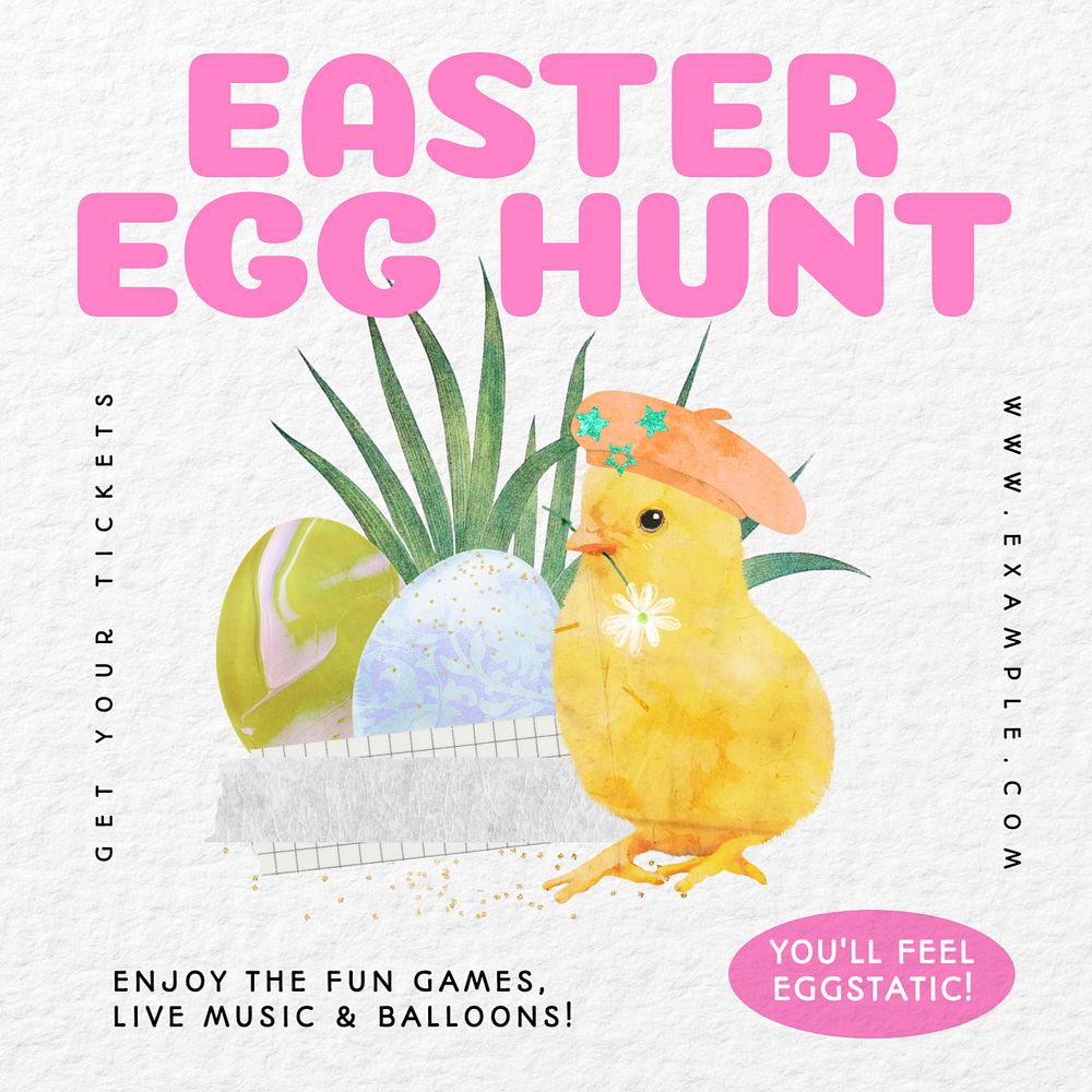 Easter egg hunt Instagram post template, editable text