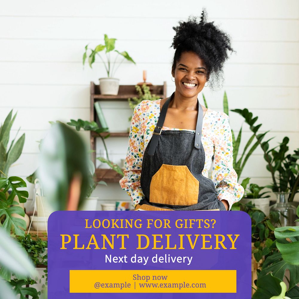 Plant delivery Instagram post template, editable text