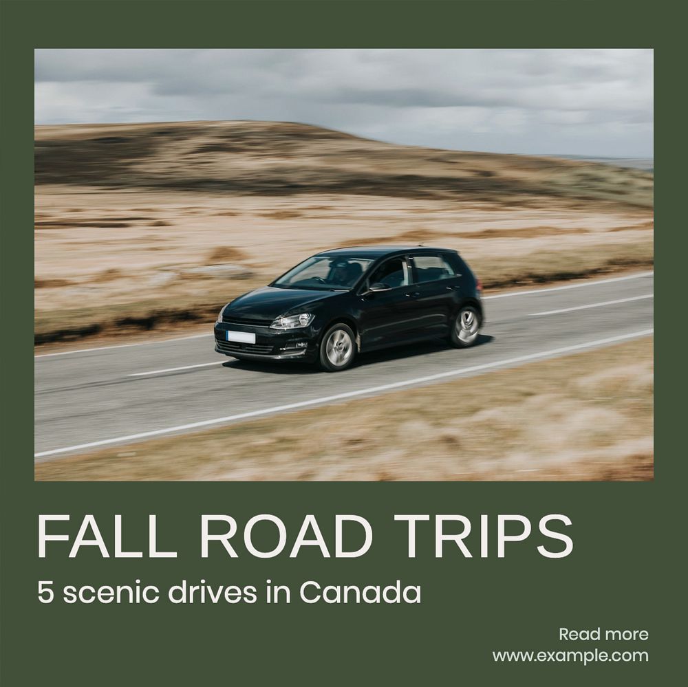 Fall road trip Instagram post template, editable text