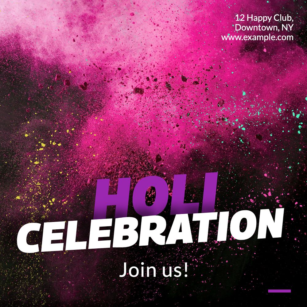 Holi celebration Instagram post template, editable text