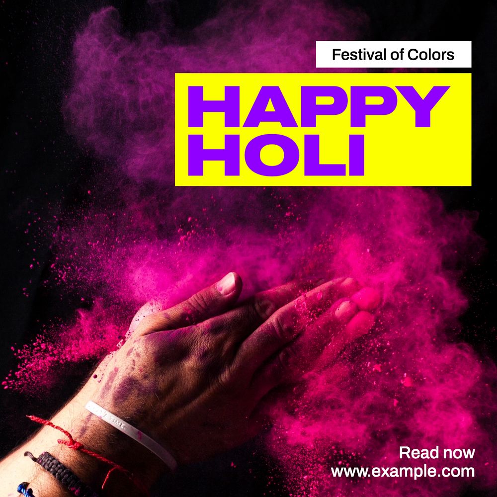 Happy Holi Instagram post template, editable text