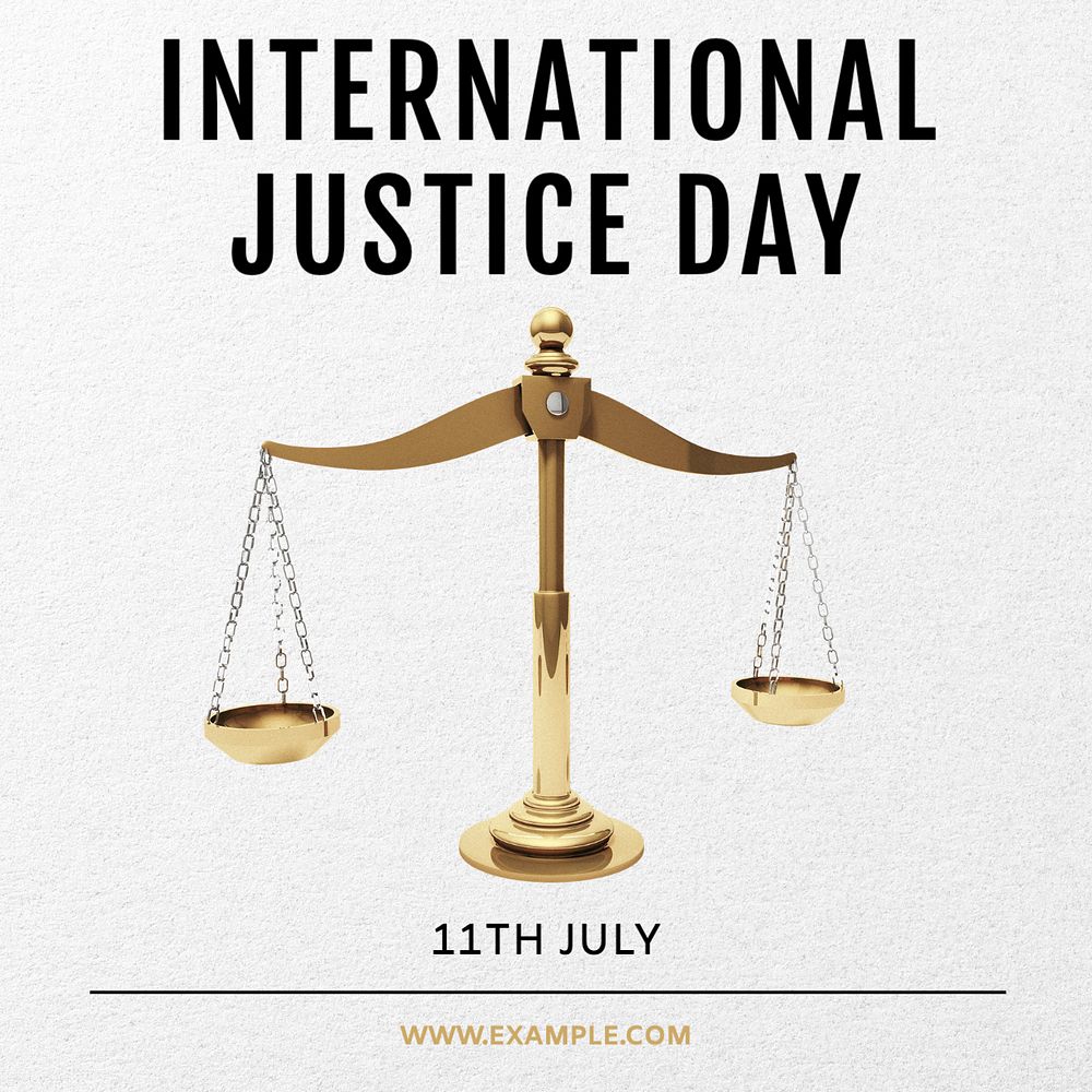 International justice day Instagram post template, editable text