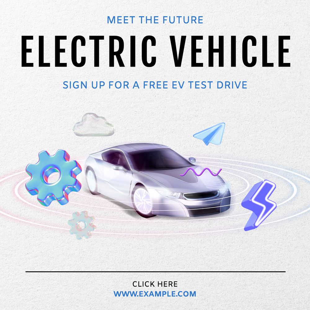 EV car Instagram post template, editable text