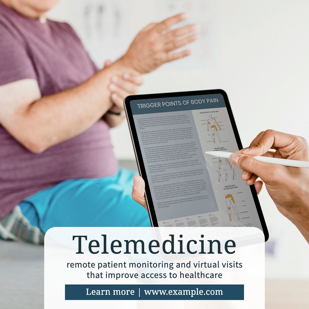 Telemedicine Instagram post template, editable text