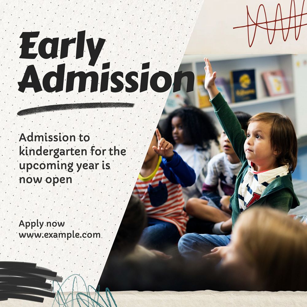 Early admission Instagram post template, editable text