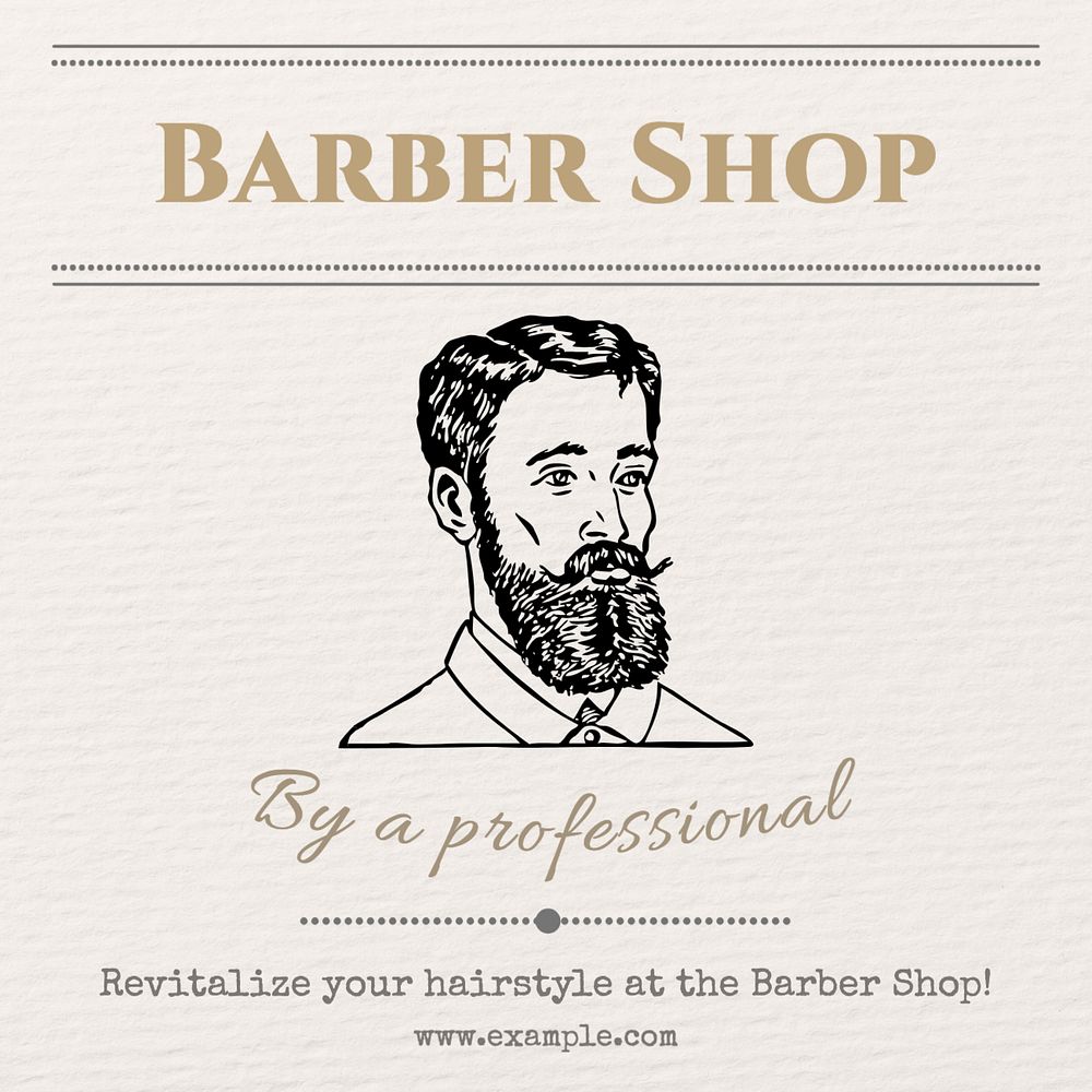 Barber shop Instagram post template, editable text